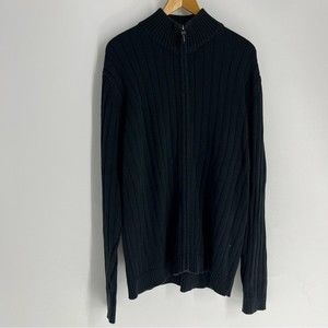 Dkny Jeans Mens Jacket Black Long Sleeve Turtleneck Size XL Cotton‎ Striped Coat